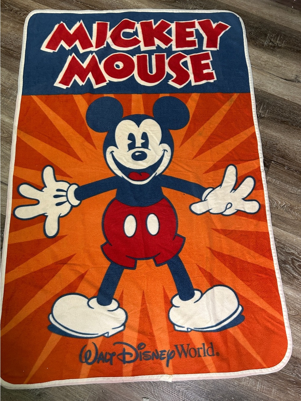 Disney Parks Mickey Mouse Sunburst Plush Throw Blanket 60x40 Walt Disney World